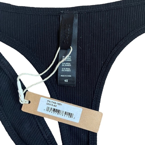 Skims 4X Ribbed Thong Onyx Black NWT - Picture 2 of 3